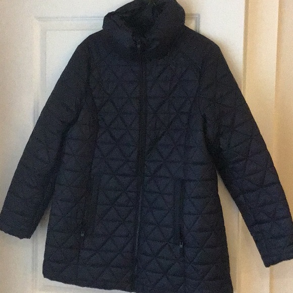 Andrew Marc Jackets & Blazers - Navy Blue Quilted Long Jacket